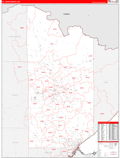 St. Louis County, MN Zip Code Map